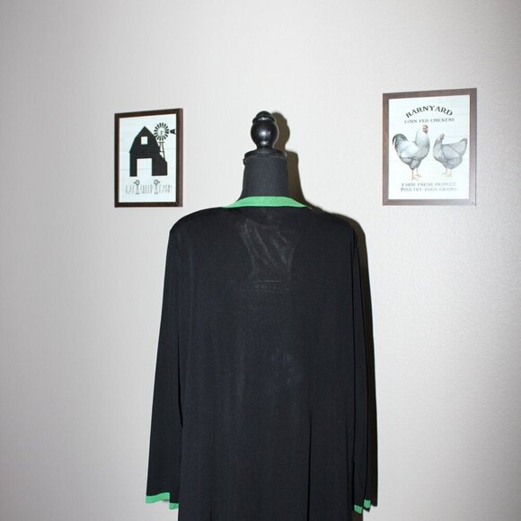 Misook Woman Open Black and Green Cardigan Size 2X - Picture 2 of 5
